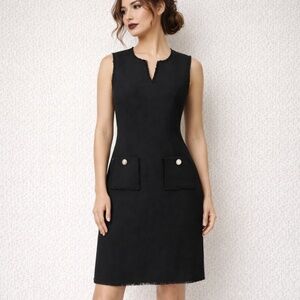 Karl Lagerfeld | Karl Lagerfeld Paris Sleeveless Black Tweed Shift Dress